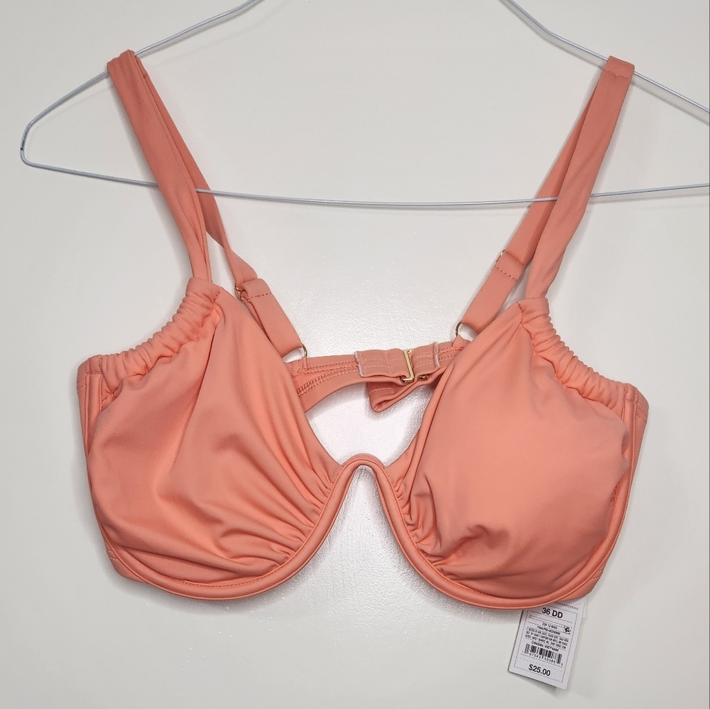 NWT Shade & Shore Coral Peach Underwire Swim Top